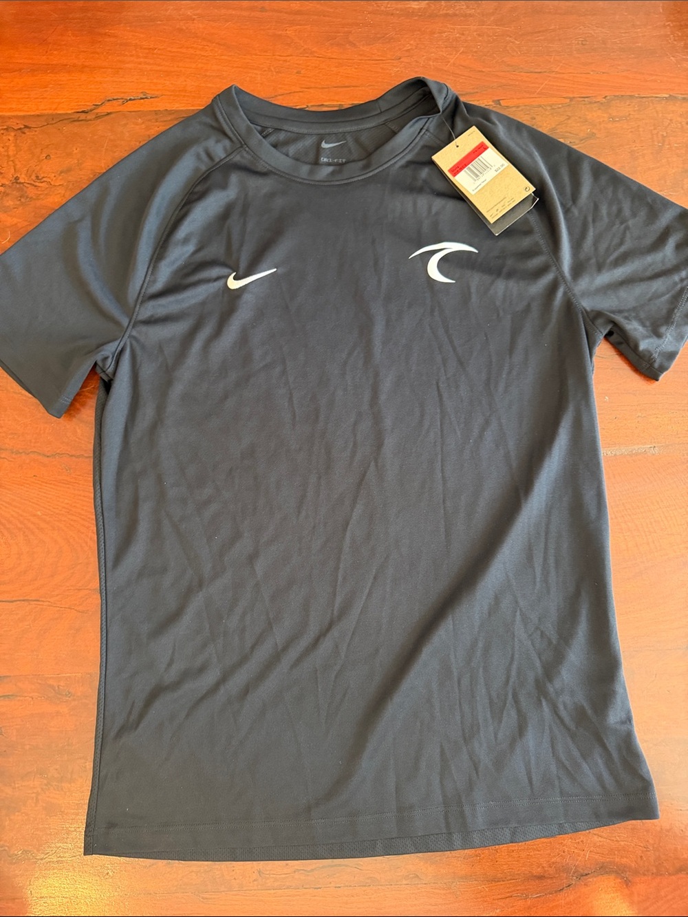 Nike Black Short-Sleeve Athletic Tee with White Logos